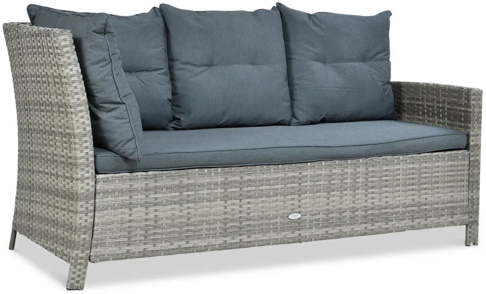 Narożnik ogrodowy modułowy IBIZA ze stołem i pufami technorattan szary - FG003361