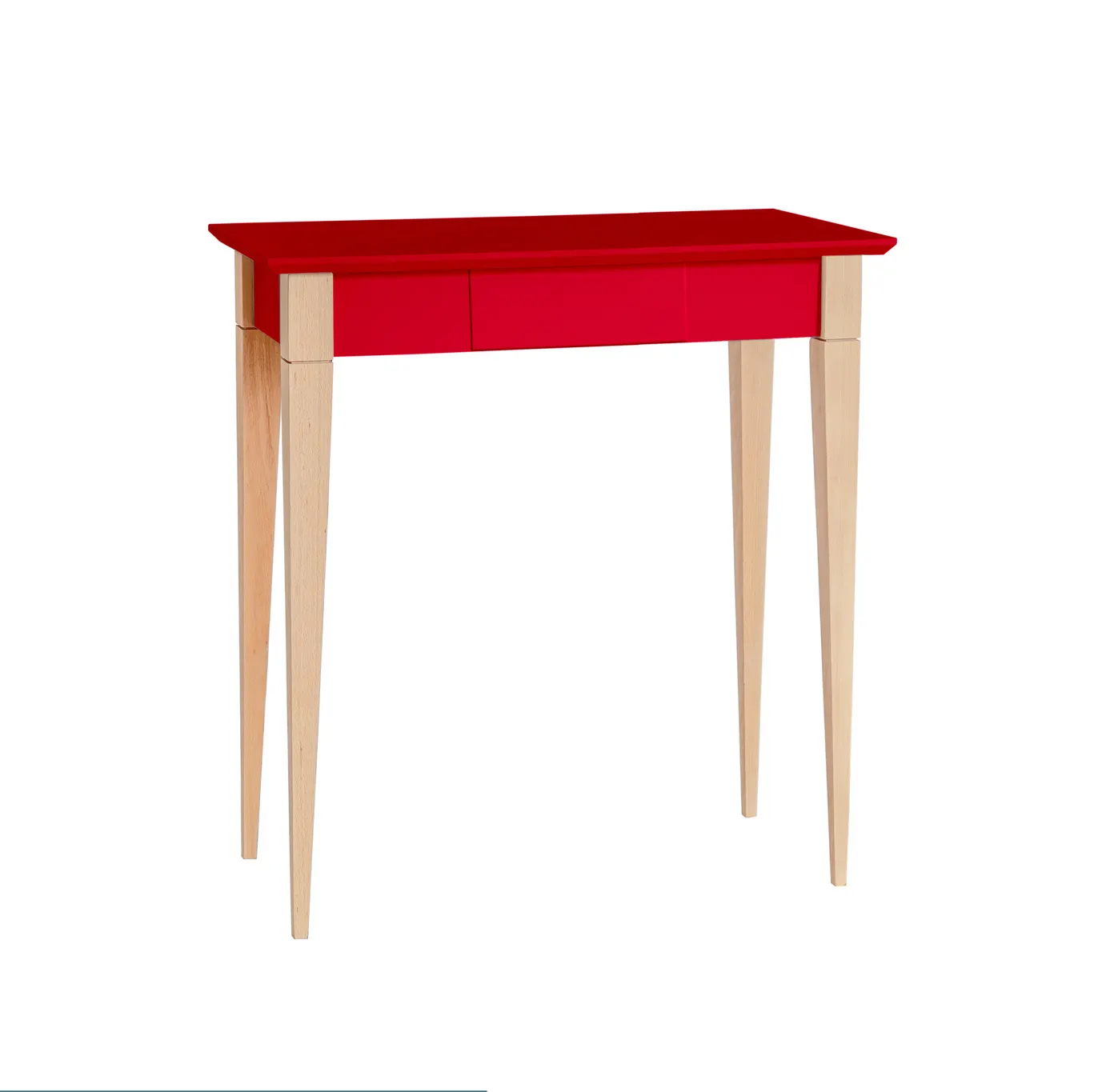 Biurko z szufladą MIMO 65x40 czerwony blat/drewniane nogi