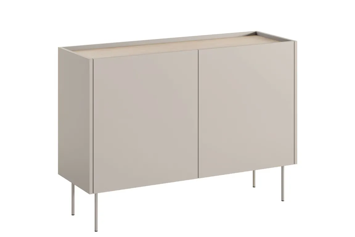 Komoda 2-drzwiowa DESIN z 2 szufladami 120 cm kaszmir dąb nagano