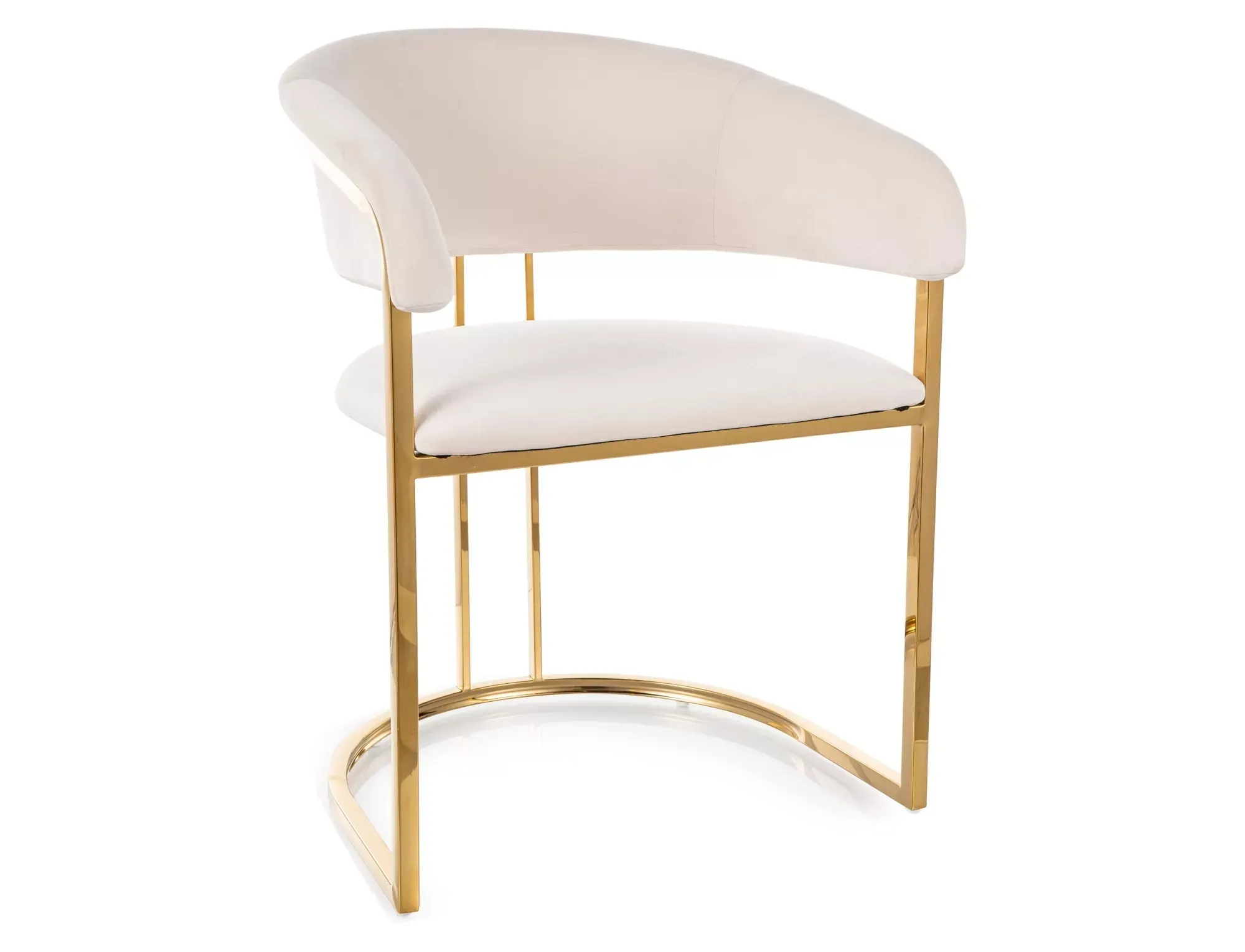 Krzesło tapicerowane TULIPE VELVET jasnobeżowe/złote nogi