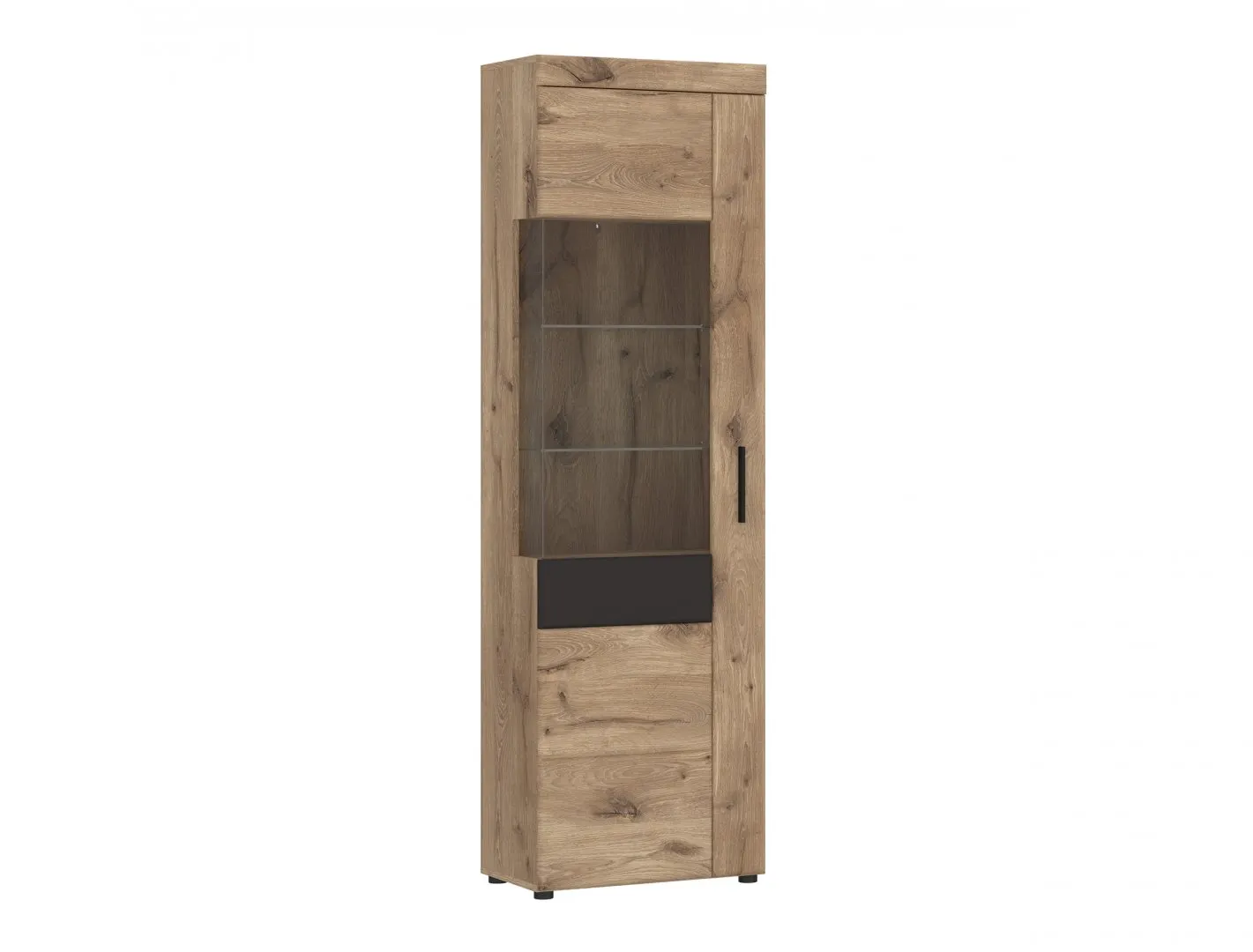 Witryna 1-drzwiowa lewa GRANO 58x195x37 dąb viking, szary GRNV01L Witryna 1-drzwiowa lewa GRANO 58x195x37 dąb viking, szary GRNV01L