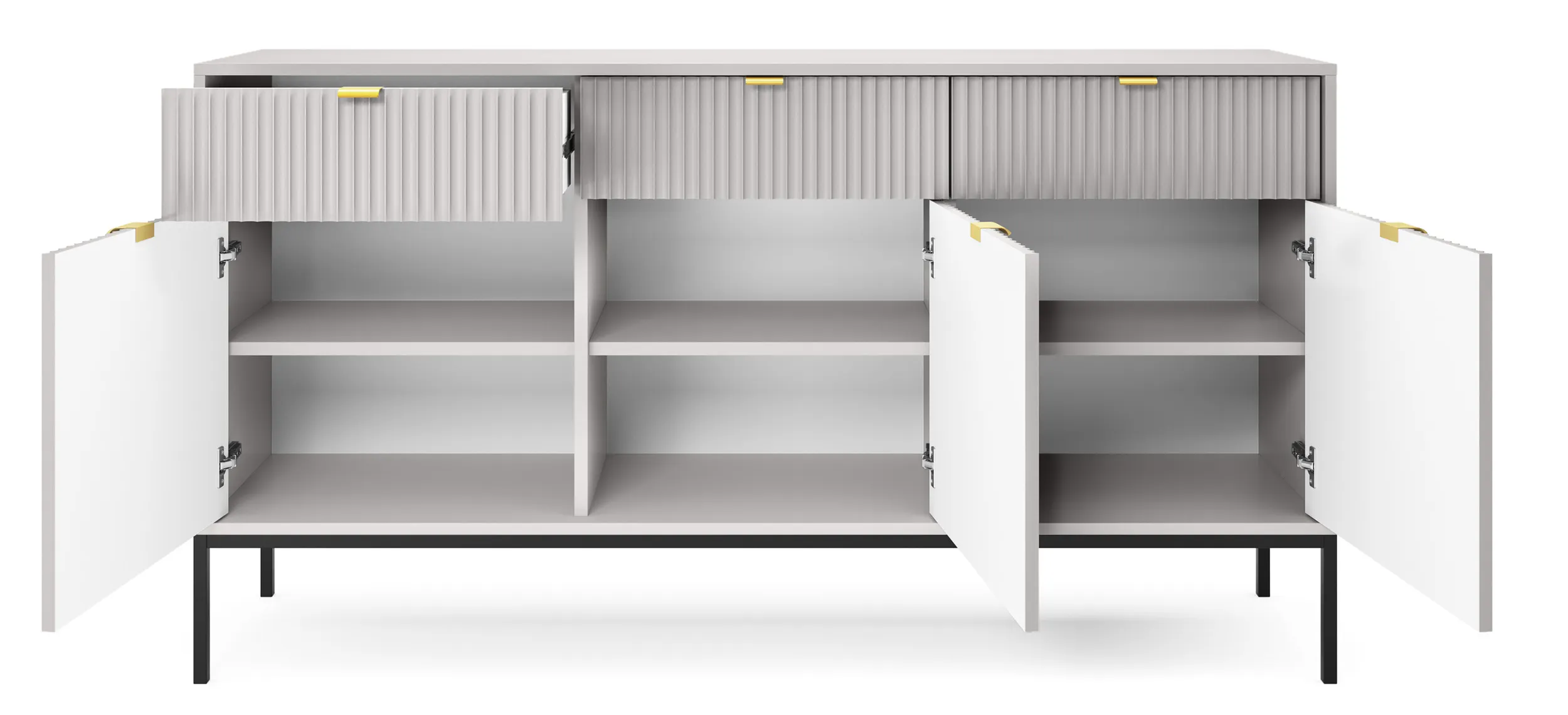 Komoda 3-drzwiowa z 3 szufladami NOVA Szary, Czarny - NOVA_KSZ154_SZCZ