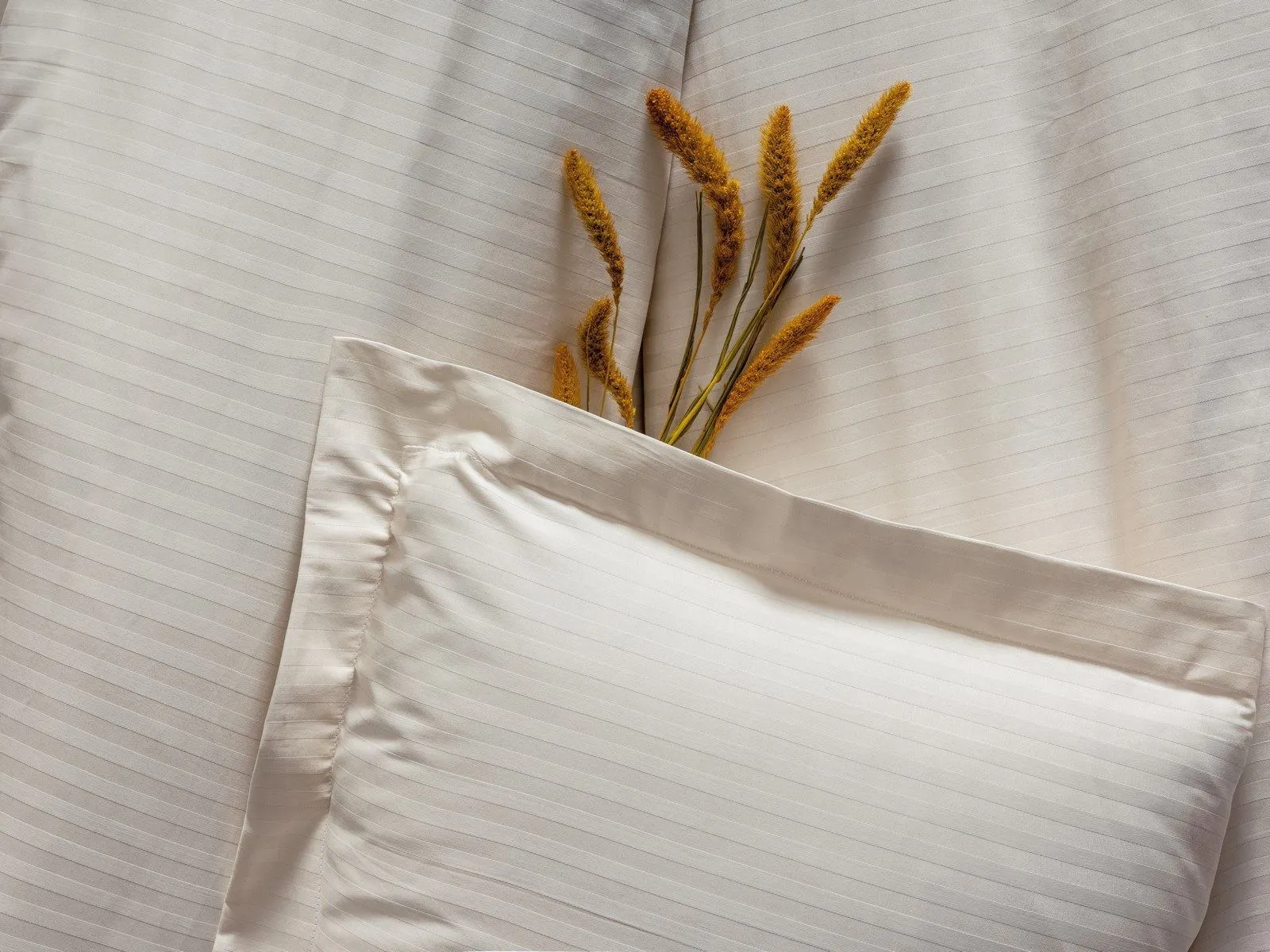 Komplet pościeli satynowej STRIPE 240x220 poszewka 2szt. 60x60 Ecru - ASI_129CTF24635