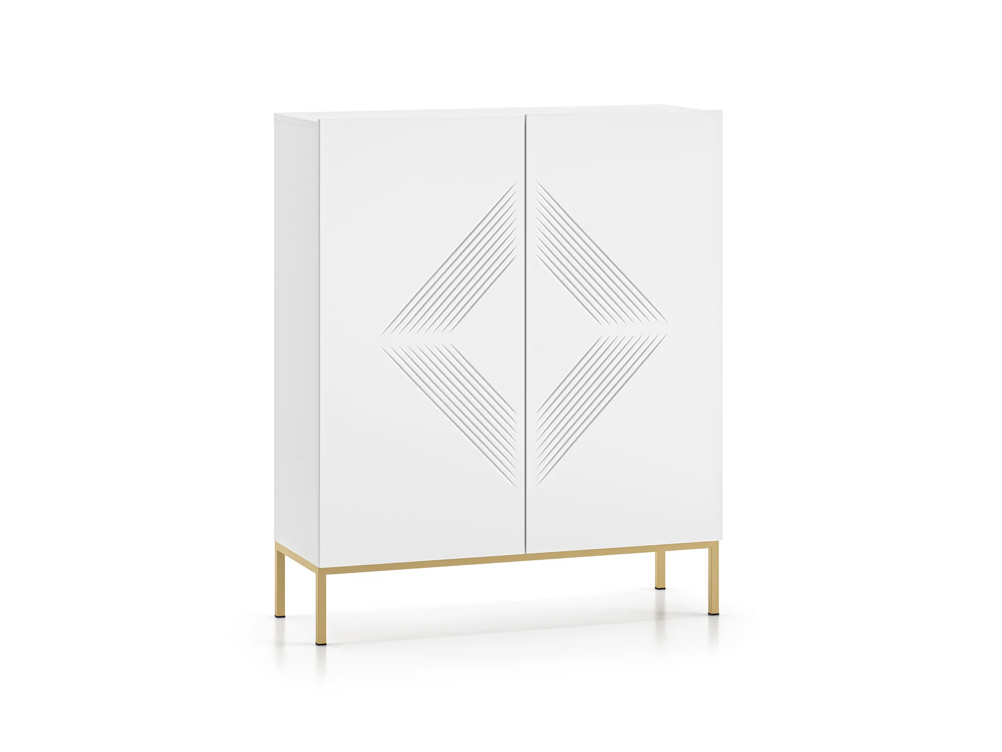 Komoda wysoka 2-drzwiowa CLEARING 01 biały alpejski, podstawa-złoty Komoda wysoka 2-drzwiowa CLEARING 01 biały alpejski, podstawa-złoty