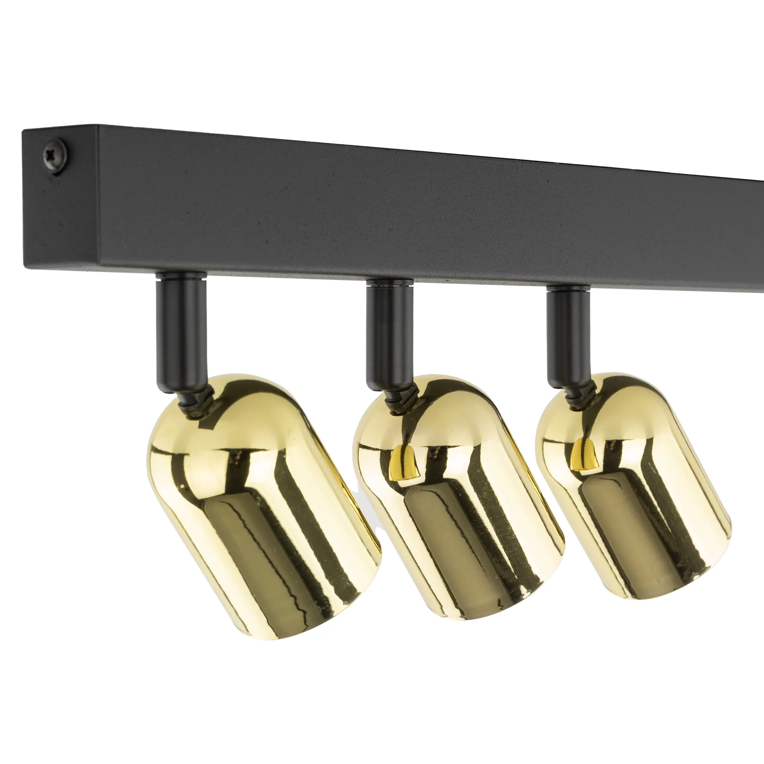 Lampa sufitowa TOP czarna ze złotymi reflektorami niesymetryczna na metalowej listwie 94x18x16cm - TK_6314