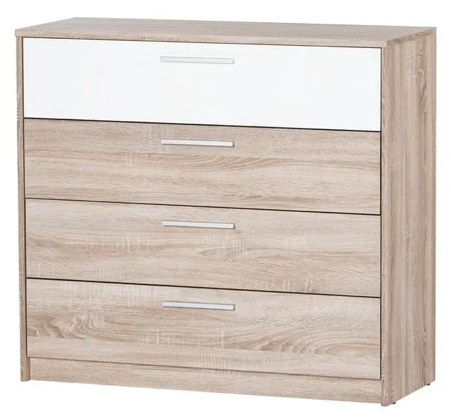 Komoda MILO 6 z szufladami dąb sonoma biały 98x90x38cm