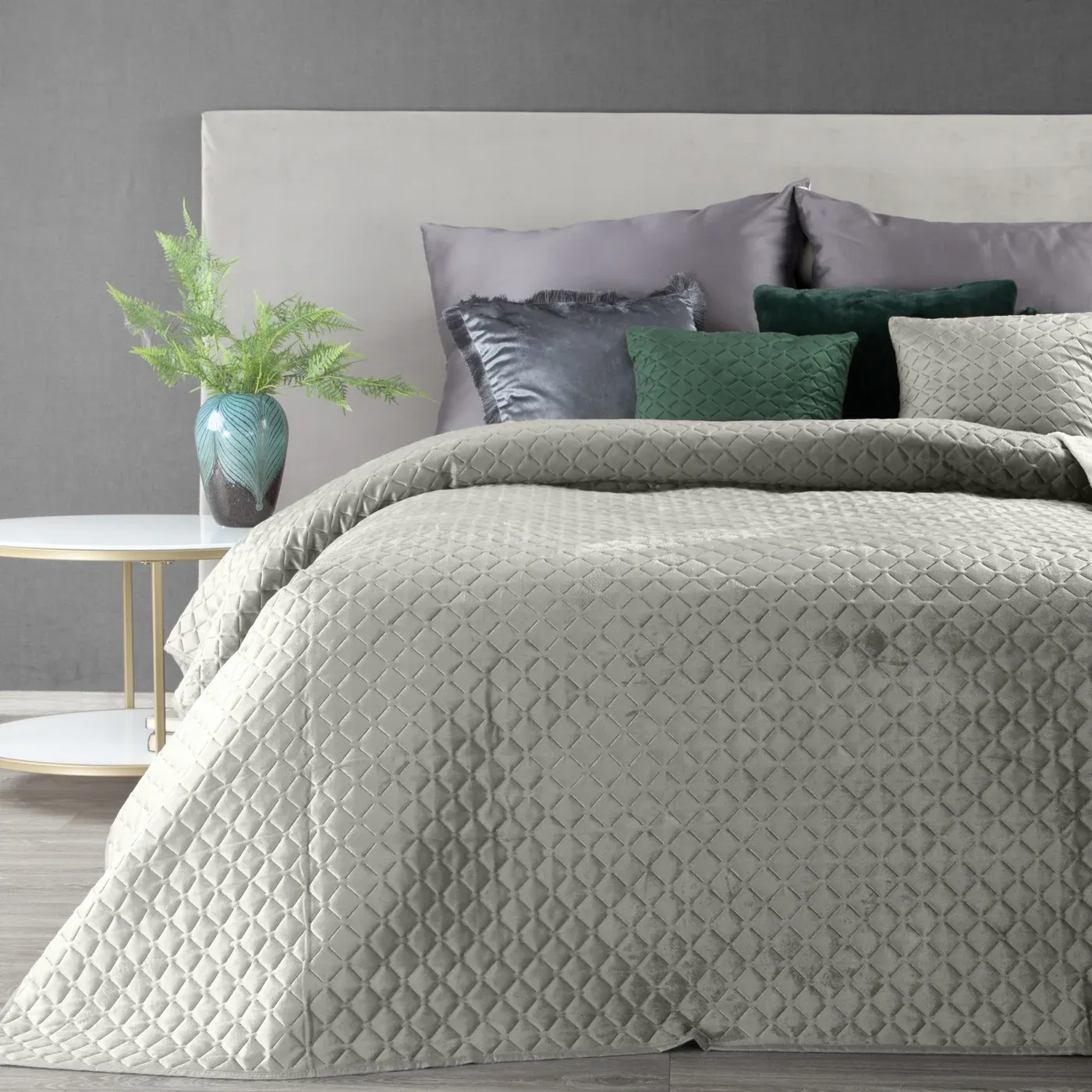 Narzuta pikowana DIMON 220 X 240 cm Szary - EU_379142