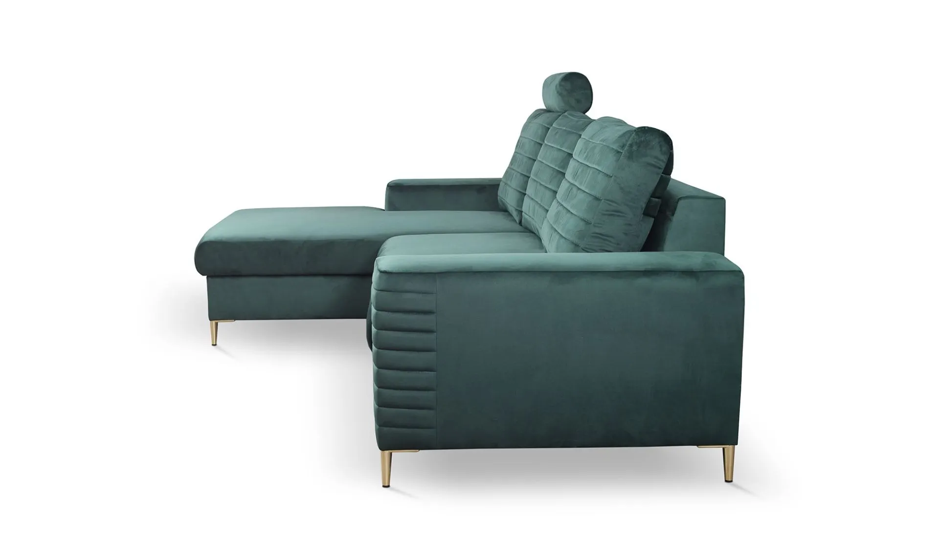 Narożnik rozkładany z pojemnikiem COLLIN VELLUTO 253 cm lewy ciemnozielony - COLILIN_NAR_VELLUTO27_L