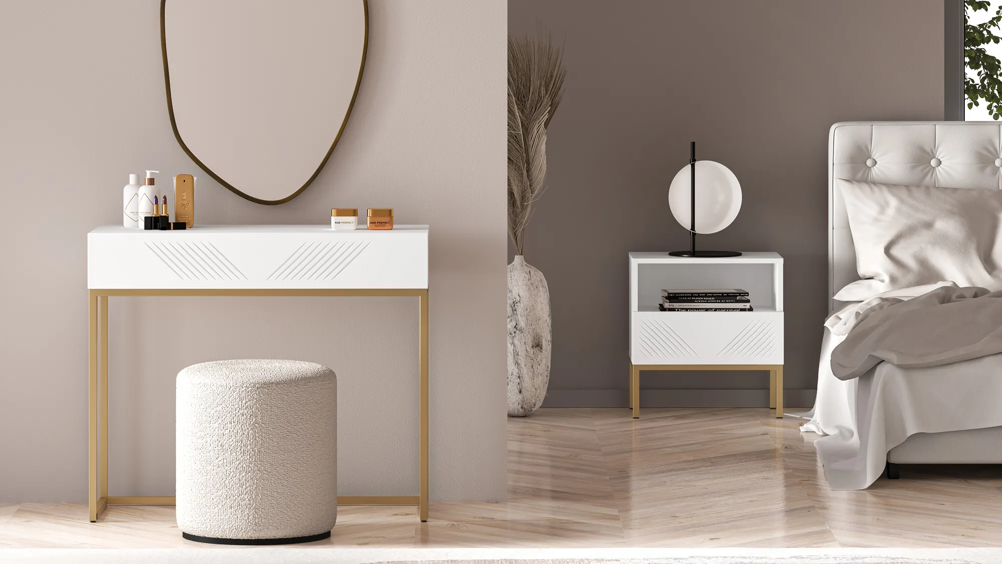 Toaletka Clearing 06 biały alpejski, podstawa-złoty - 1CLEA06-001-03