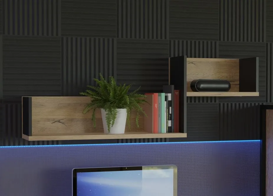 Półka ścienna ORIENTAL TREE Dąb Bartex, czarny - HUDB02-M526