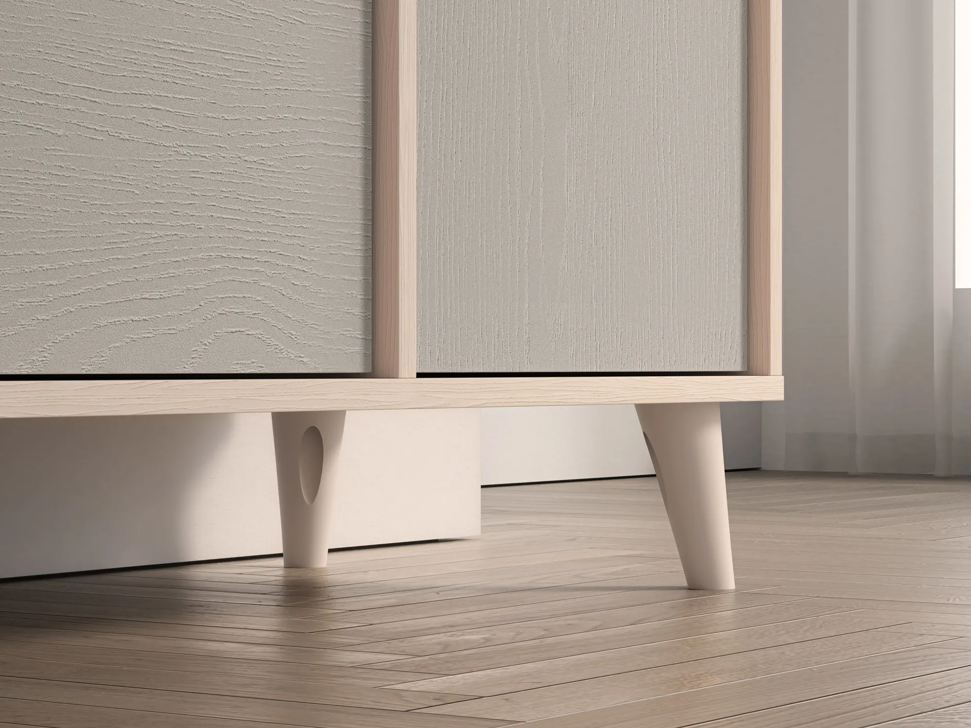 Komoda 1-drzwiowa z 3 szufladami MEVEL 05 piasek pustyni, szary pallad - 1MEVE05-002