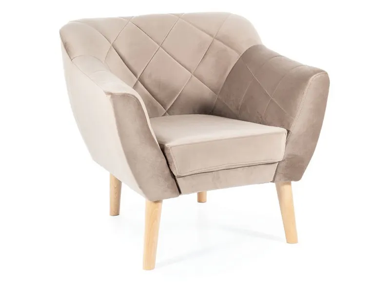 Fotel KARO 1 VELVET Bluvel 40 ciemny beż buk Signal