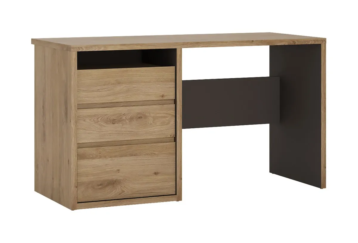 Biurko z 3 szufladami SHETLAND TYP 80 Dąb Shetland, Szary