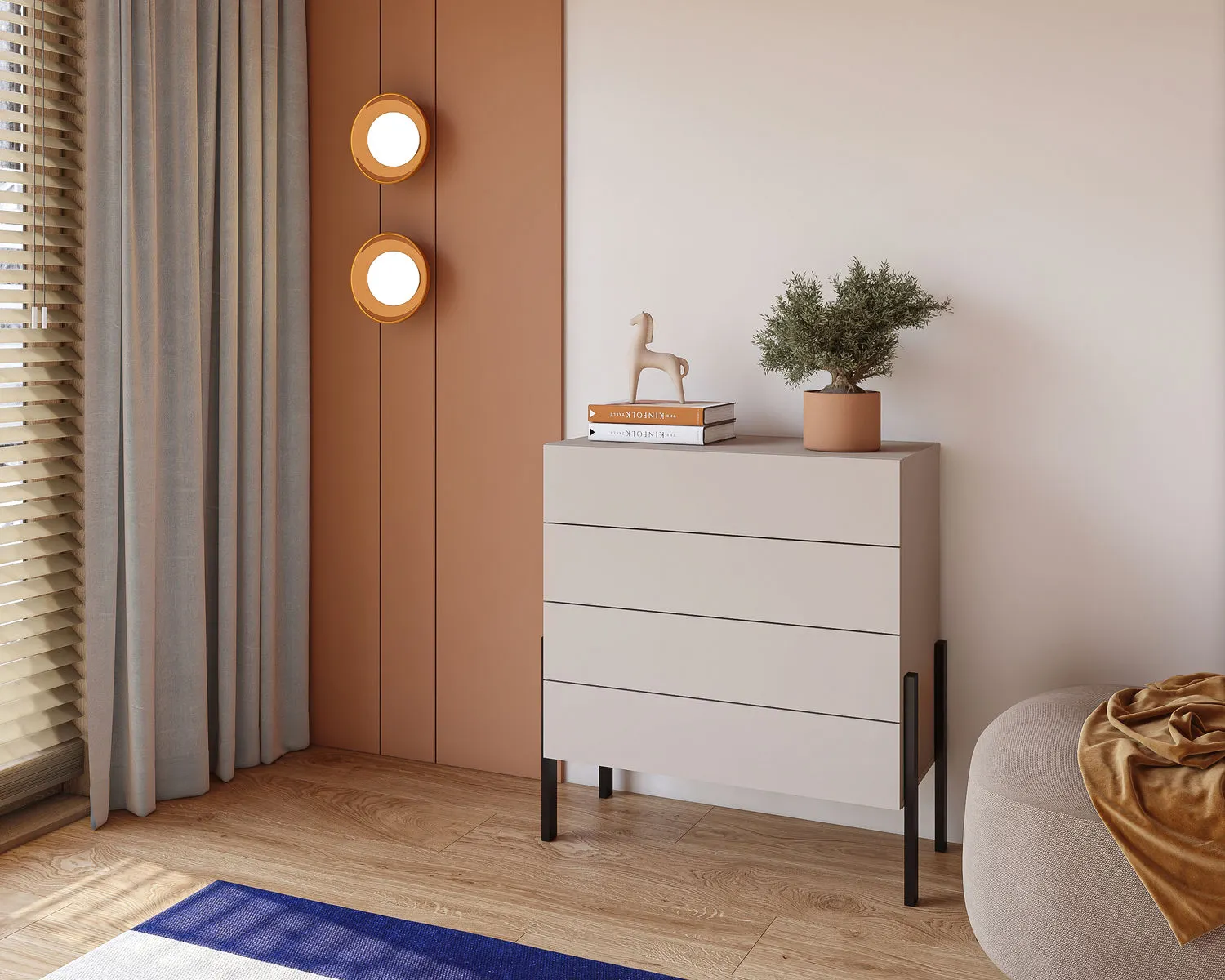 Komoda z szufladami JUKON S 84 cm kaszmirowa - 24KSND27