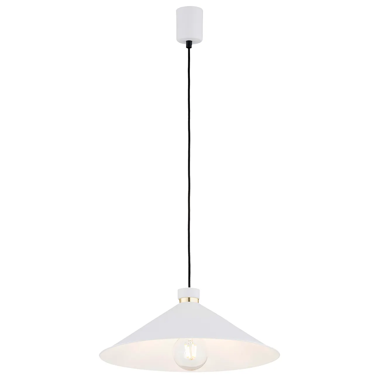 Lampa wisząca NASHVILLE metalowa biała mosiądz czarny przewód 103x40cm