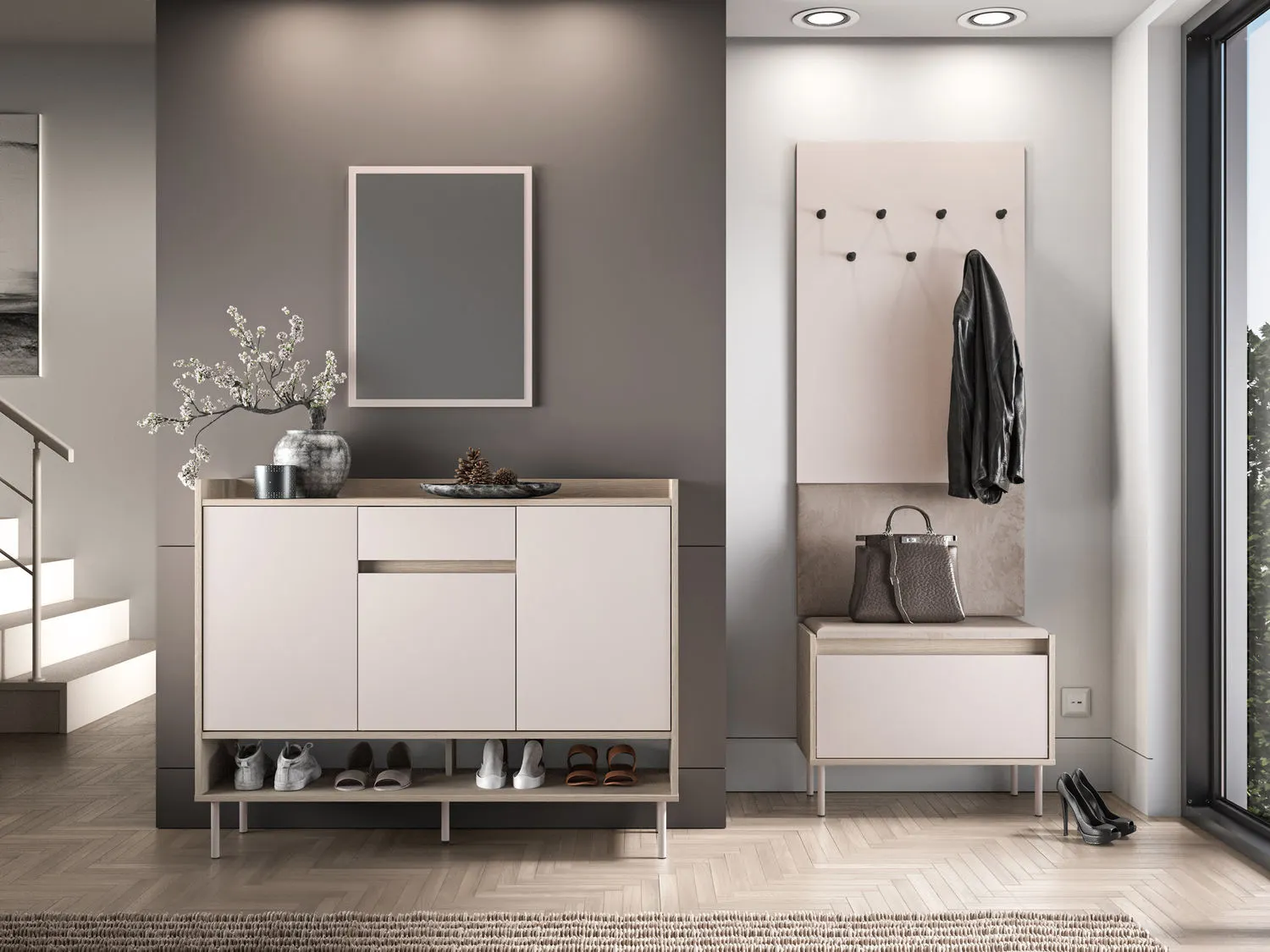 Szafka na buty z szufladą VOCO 120 cm dąb cremona/kaszmir - 1VOCO02-001