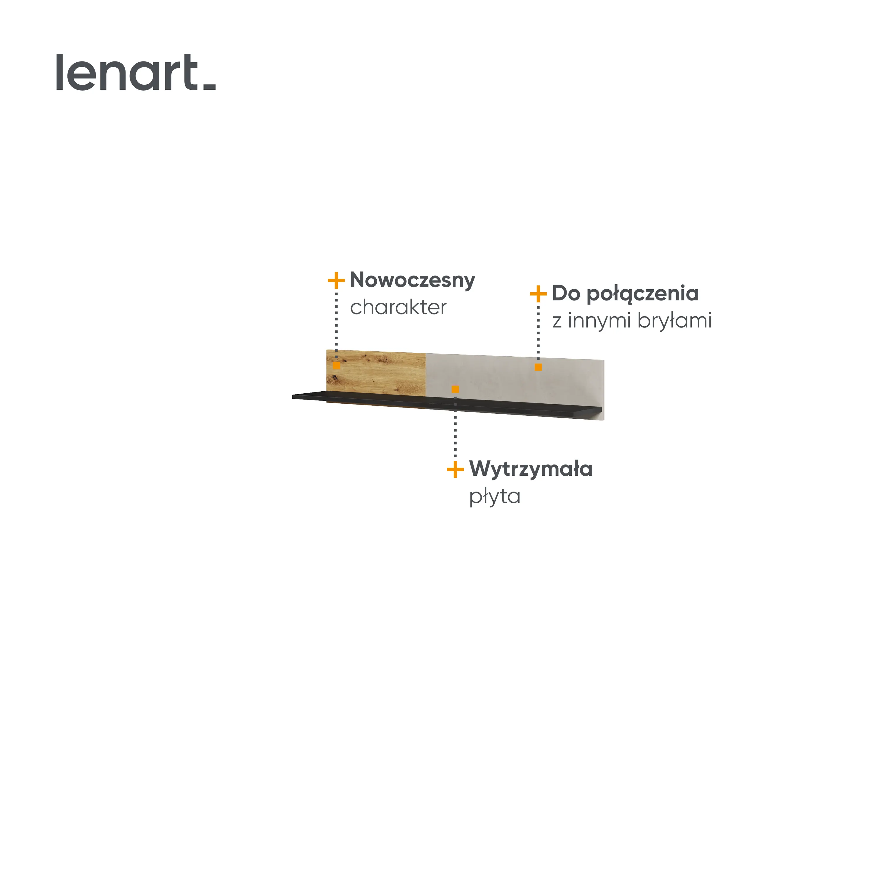 Półka wisząca Qubic QB-09 dąb artisan - QB9DAR