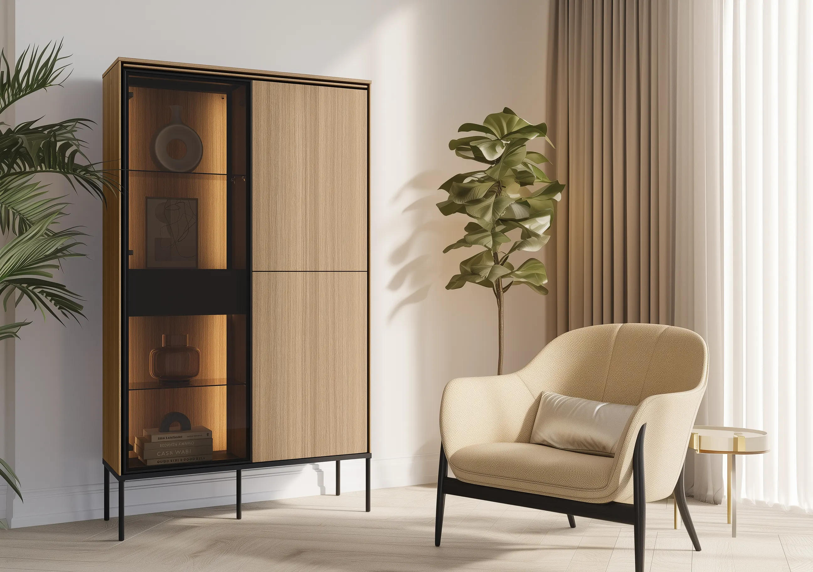 Wysoka komoda VISSO VI-01 91cm dąb linearny - VI1DL