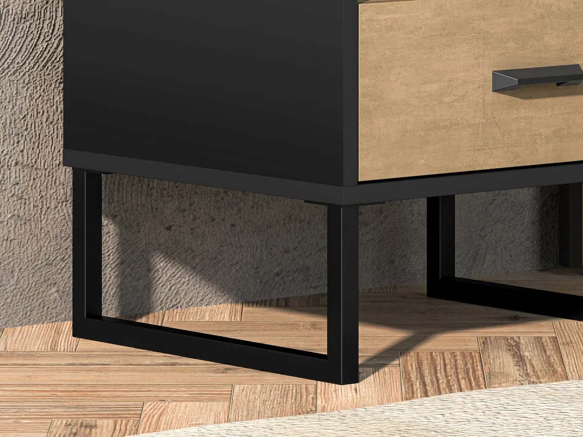 Szafka nocna z szufladą Colt 08 dąb craft złoty, czarny, stal premium - 1COLT08-001