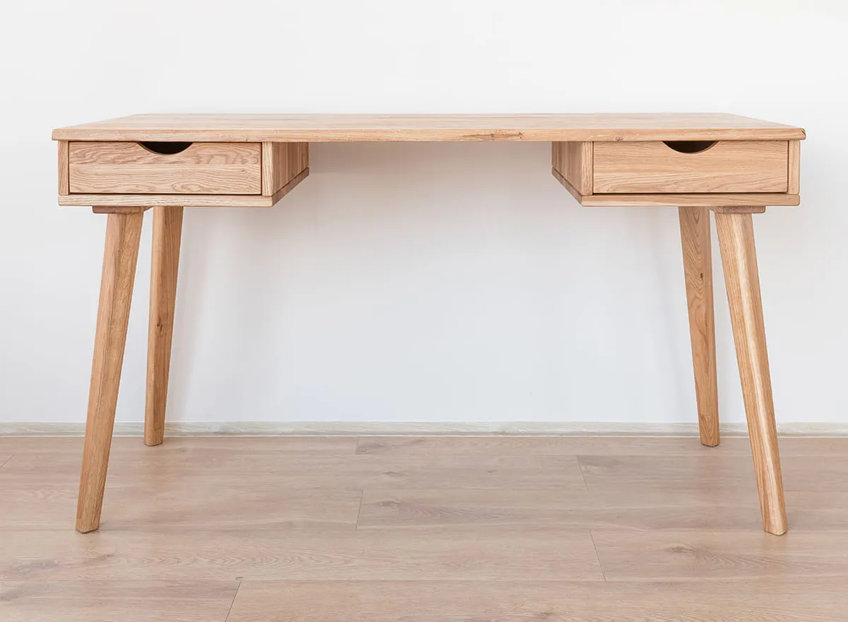 Biurko z 2 szufladami dębowe olejowane 138x55x75 cm Simona II - KULSIM2