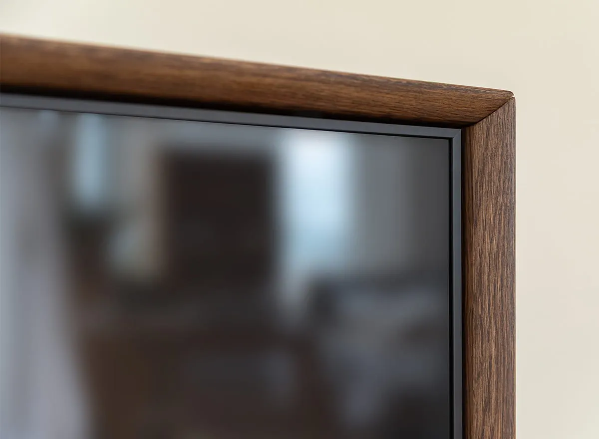 Komoda dębowa MODERN LOFT z przeszklonym barkiem - tabacco - PLMOL01ST