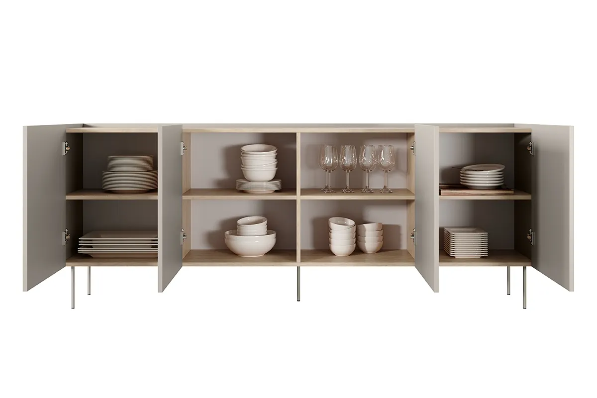 Komoda DESIN 220 4D - kremowa - dąb nagano - B_148996