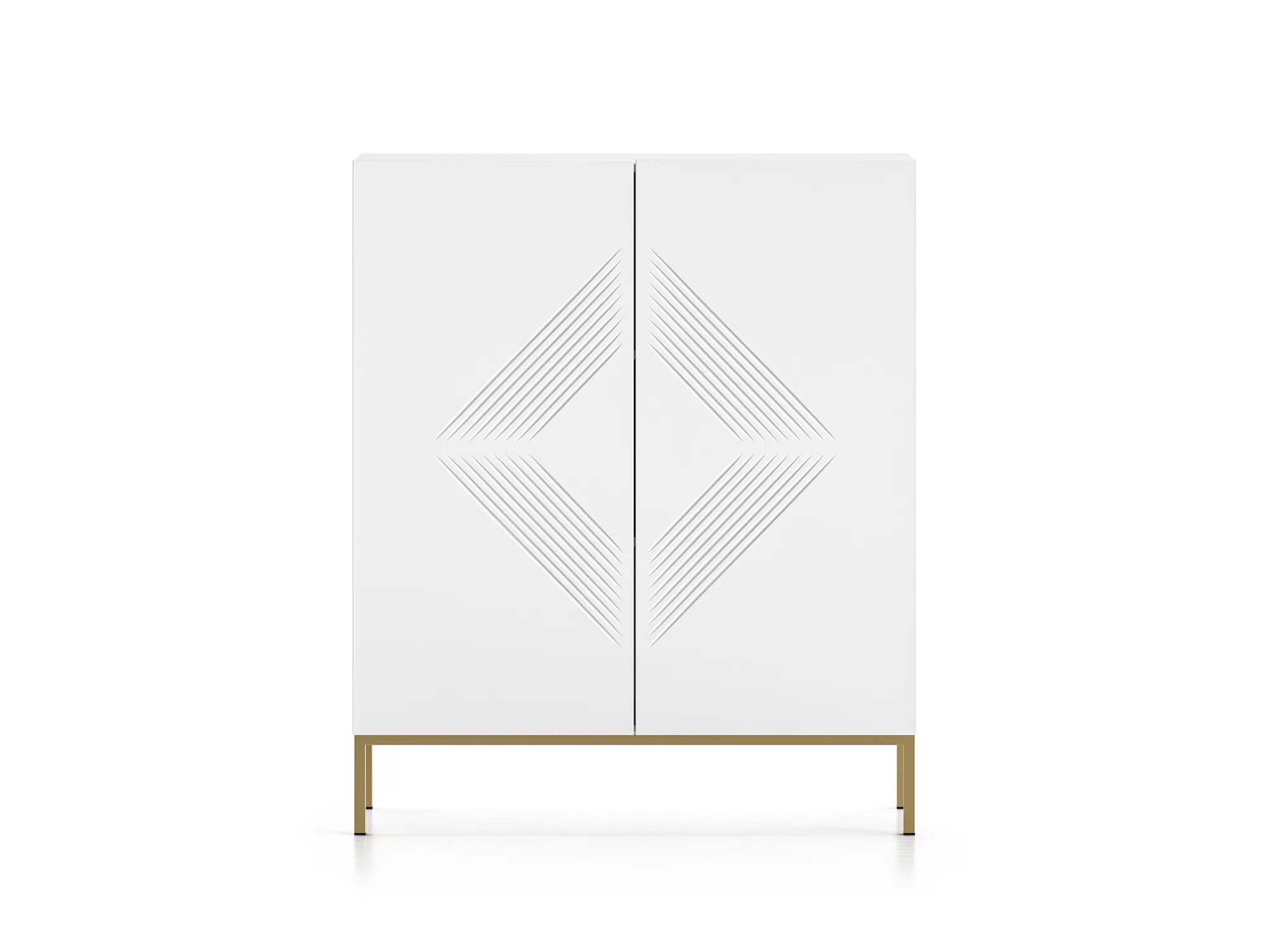 Komoda wysoka 2-drzwiowa CLEARING 01 biały alpejski, podstawa-złoty - 1CLEA01-001-03