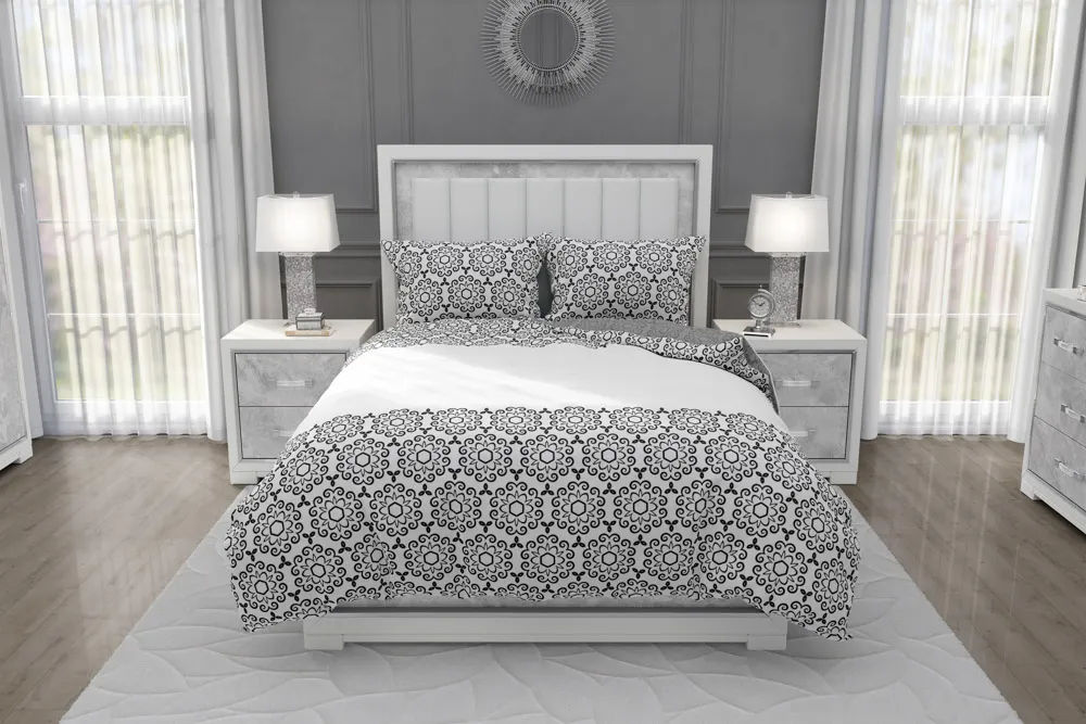 Pościel komplet GLAMOUR 017 bawełna 100% 140X200+70X90 biały szary - FARO_26120