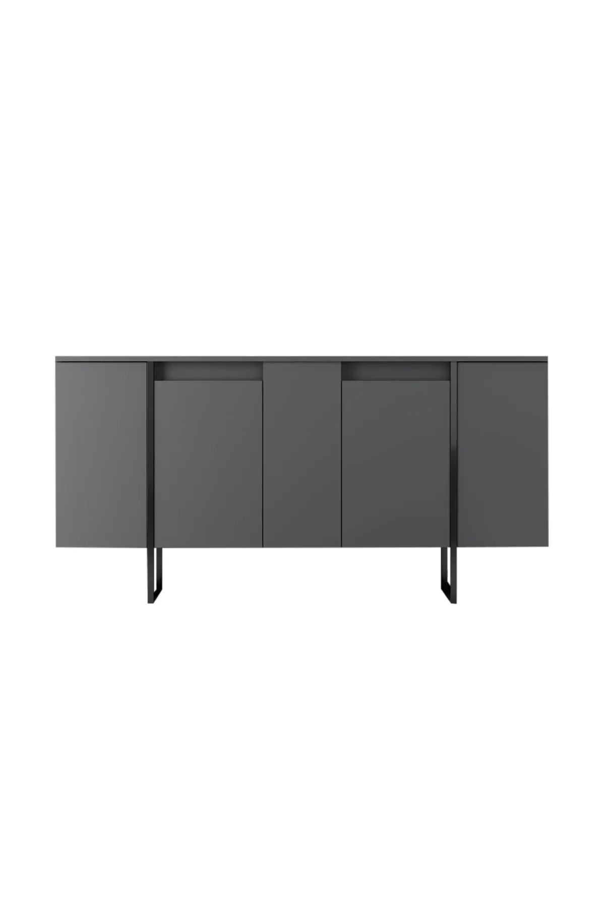 Komoda 4-drzwiowa LUXE 160 cm antracytowa czarny stelaż — zdjęcie 2