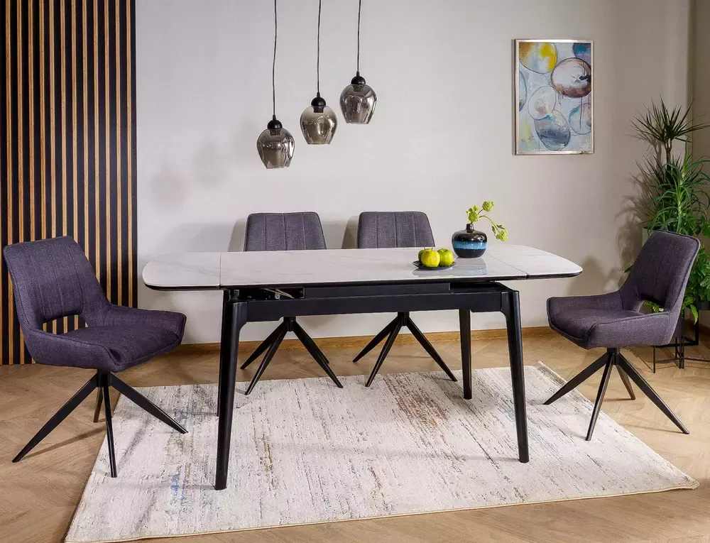 Stół rozkładany SENTO 120(180)x80 biało-czarny - SENTOBC120