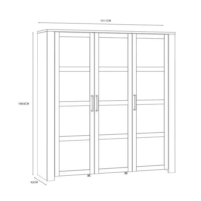 Witryna niska 3-drzwiowa CHISBURY - dąb riviera, modrzew jasny sibu - BHLV631-M482