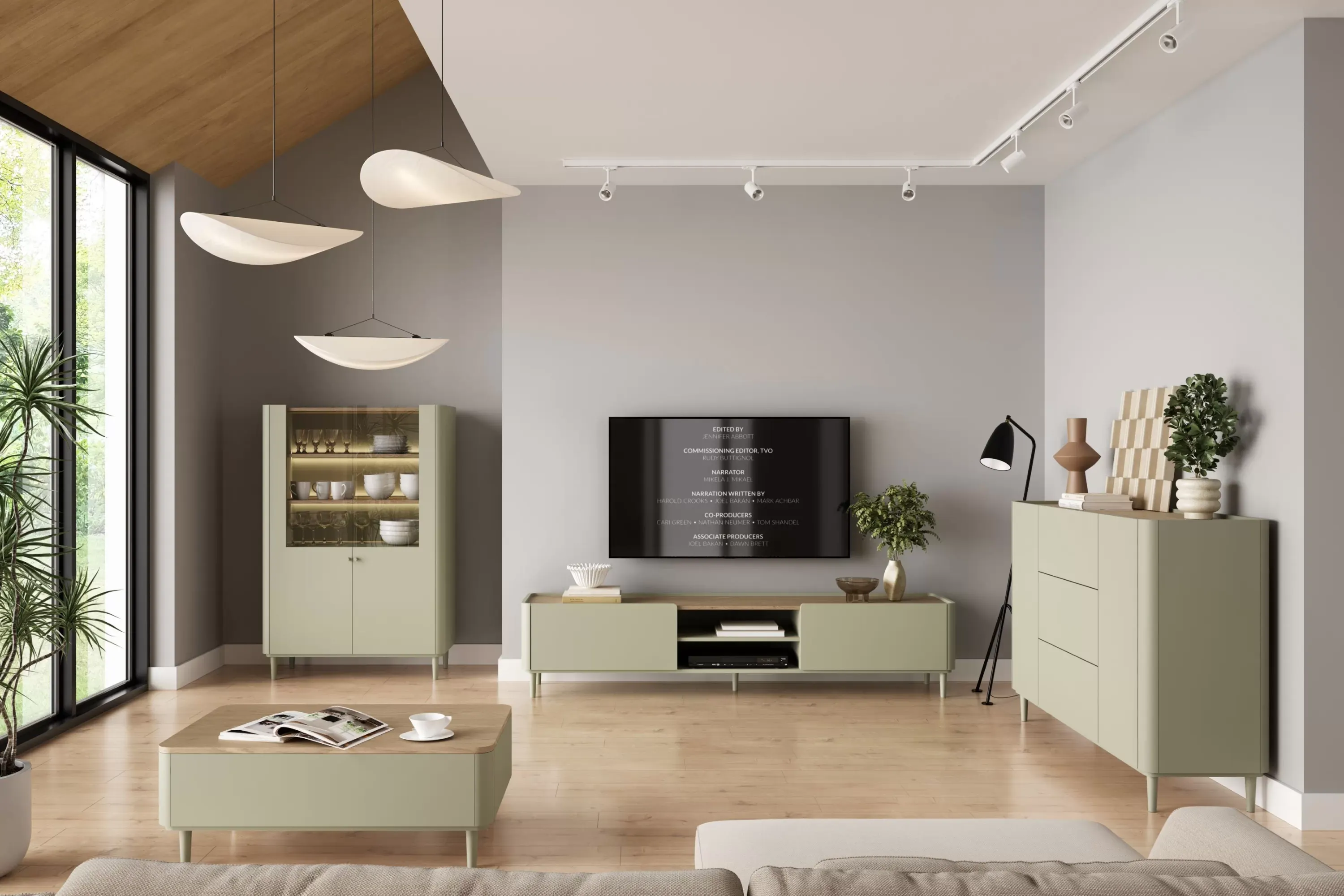 Stolik kawowy z 2 szufladami ELIVO 60x100cm drewniane nogi eukaliptus dąb baltic dune