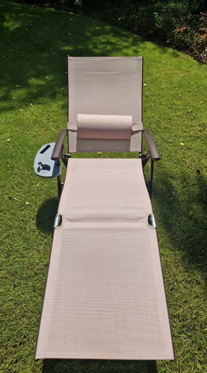 Leżak ogrodowy składany TARDY 182 cm aluminiowy beżowy Zenjoy - TARDY_BEZOWY