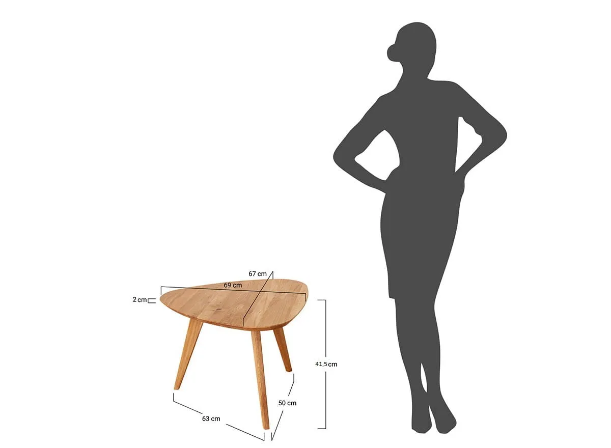 Stolik narożny dębowy ORBETELLO 67x68 cm tabacco - 3SORB54T