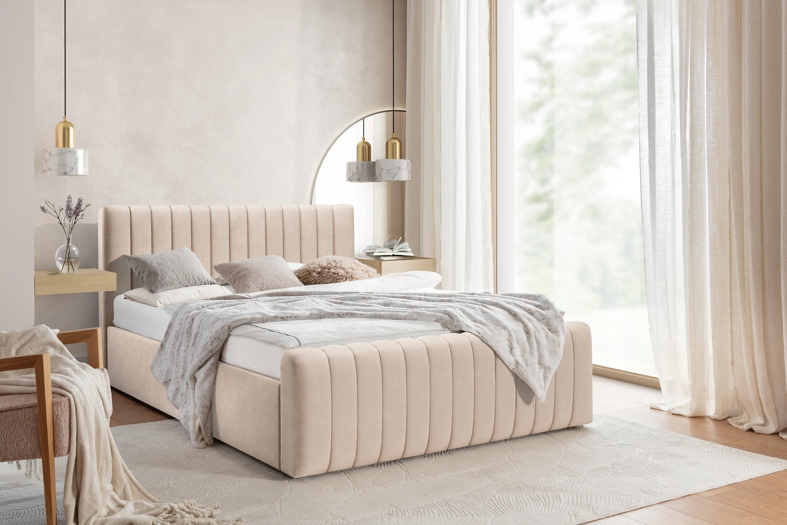 Łóżko Nicole z pojemnikiem / 120x200 / Salvador (SIC) 2 - beżowy - B_158718