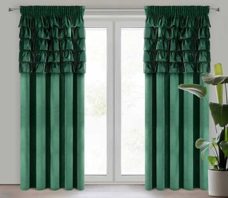 ZASŁONA GOTOWA AURA NA TAŚMIE 140 X 270 CM CIEMNOZIELONY ZASŁONA GOTOWA AURA NA TAŚMIE 140 X 270 CM CIEMNOZIELONY