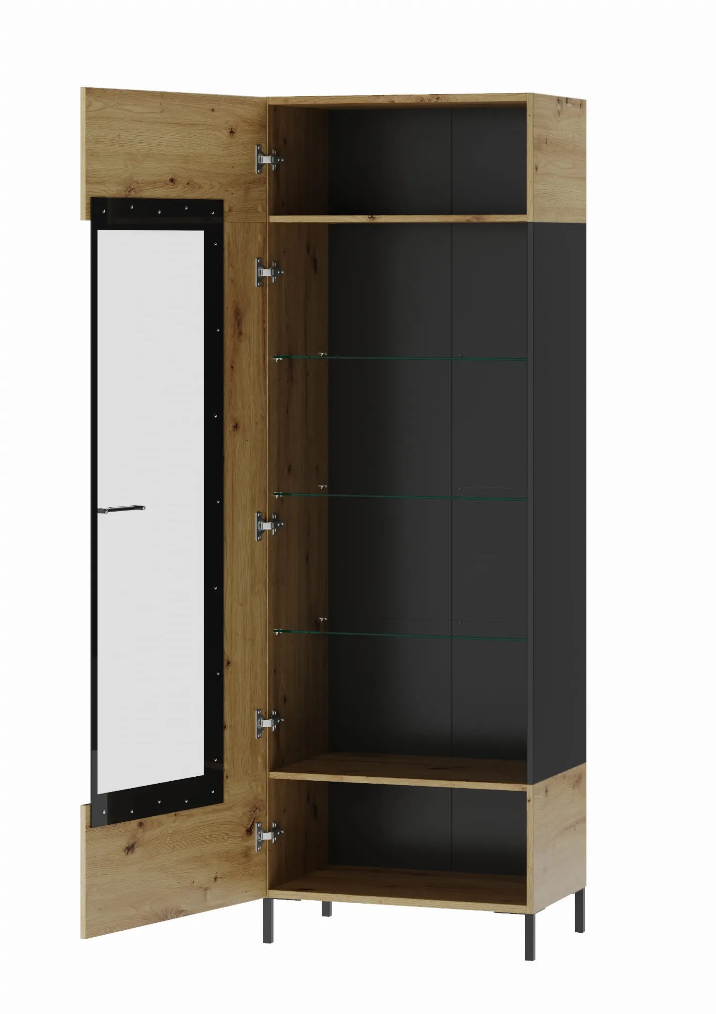 Witryna LUCAS 10 dwustronna jednodrzwiowa dąb artisan czarna 193x65x42cm - TH-100-1445
