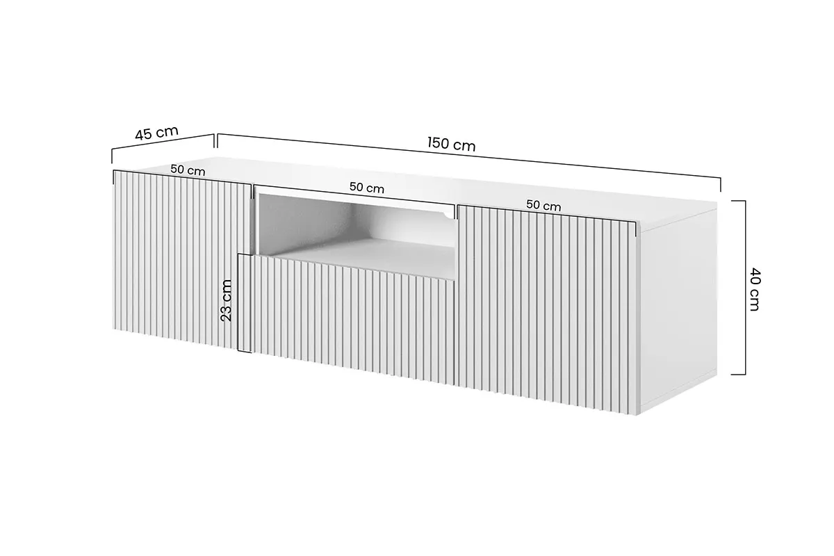 Szafka RTV NICOLE 150 z szufladą i wnęką - kremowa - wisząca - B_55547