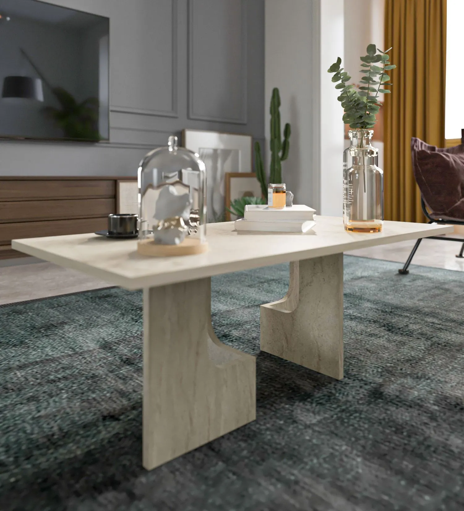 Stolik kawowy TERNI 52x104 cm trawertynowy - ASI_469ORN2302