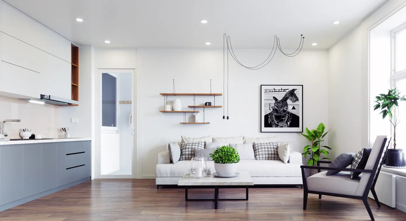 Pokój dzienny, Projektowanie wnętrz, Wystrój domu, Podłoga, Podłogi