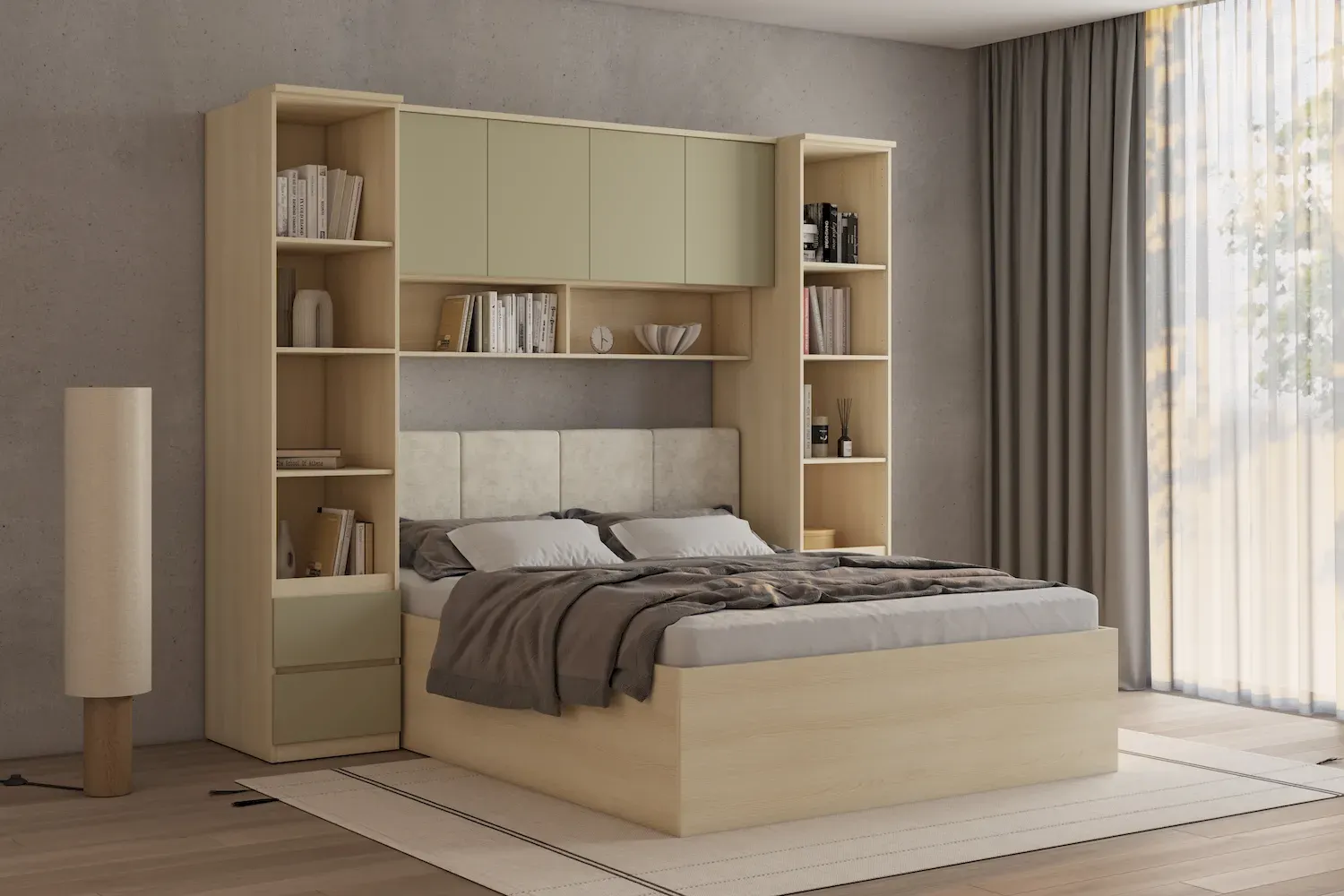 Szafka wisząca 4-drzwiowa P/L 166 cm TERRA 12 dąb Lindberg eukaliptus — zdjęcie 10
