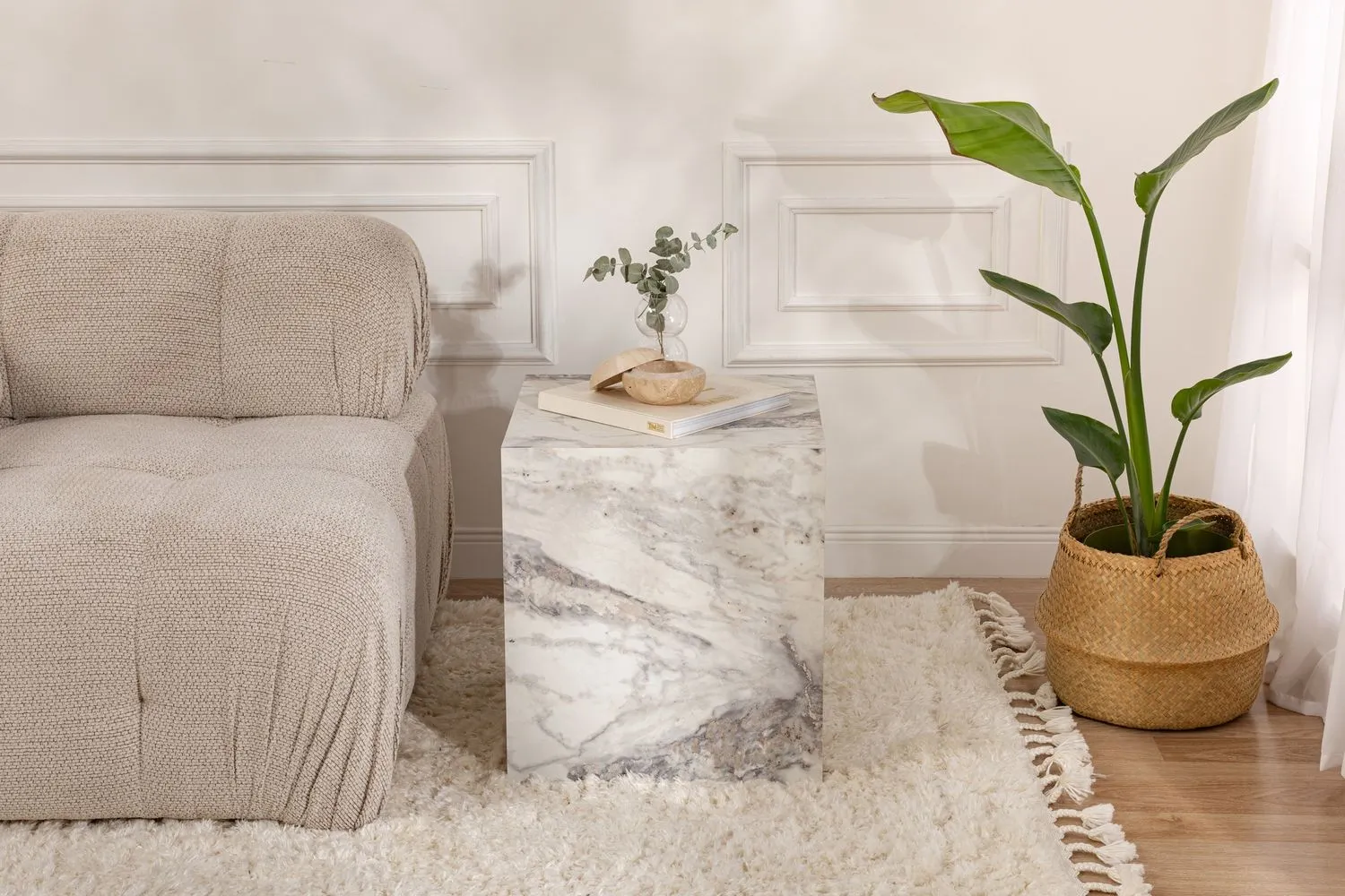 Stolik boczny wielofunkcyjny KUP 45x45 efekt marmuru