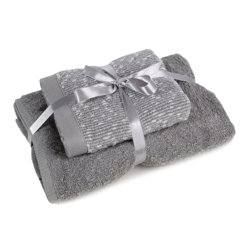 KOMPLET RĘCZNIKÓW 2 50X90 CM, 70X140 CM STALOWY - EU_403538