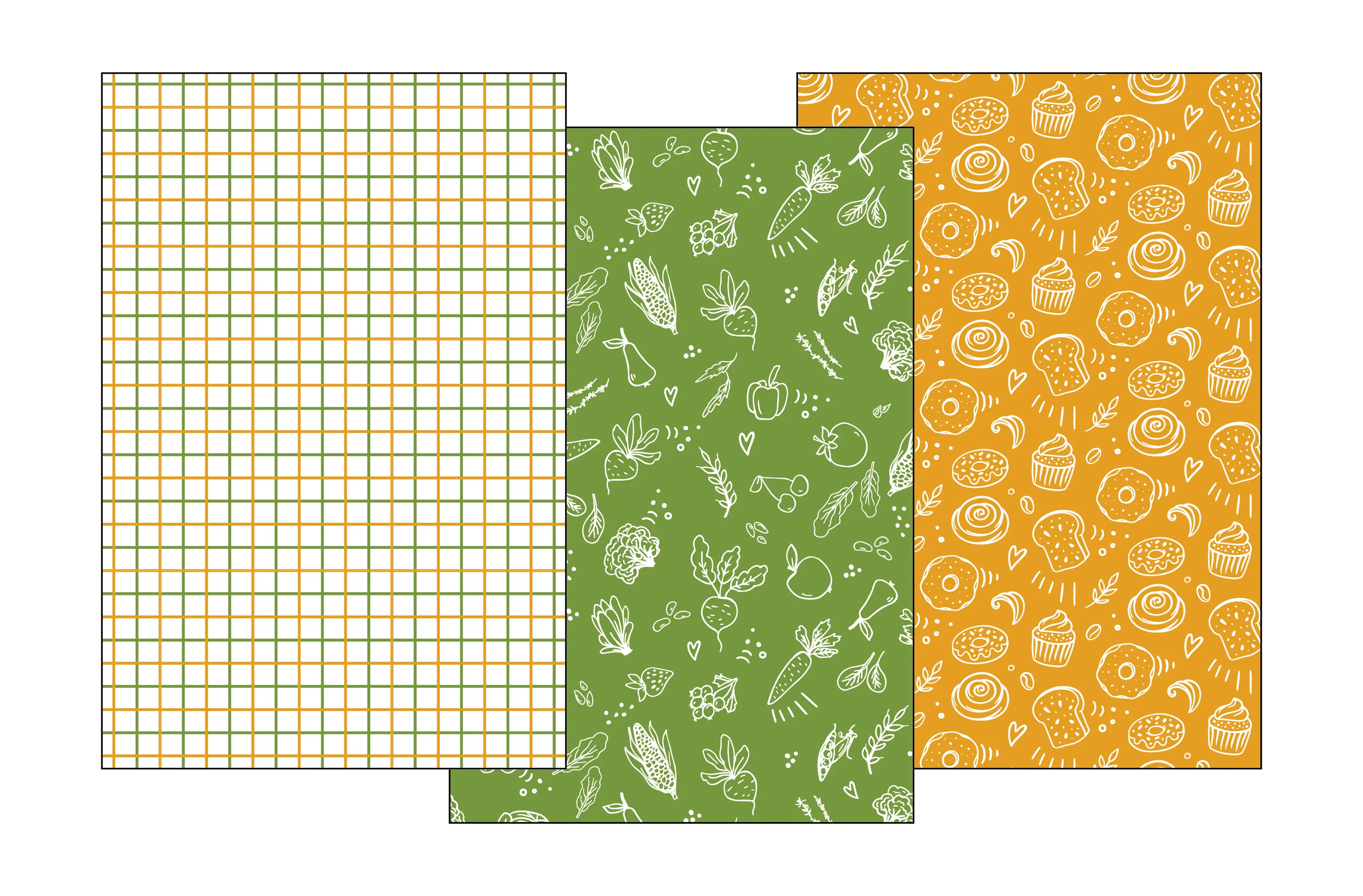 Ścierka zestaw 3 szt. KUKE 022 żółte i zielone 40x60 wielokolorowy Wzór