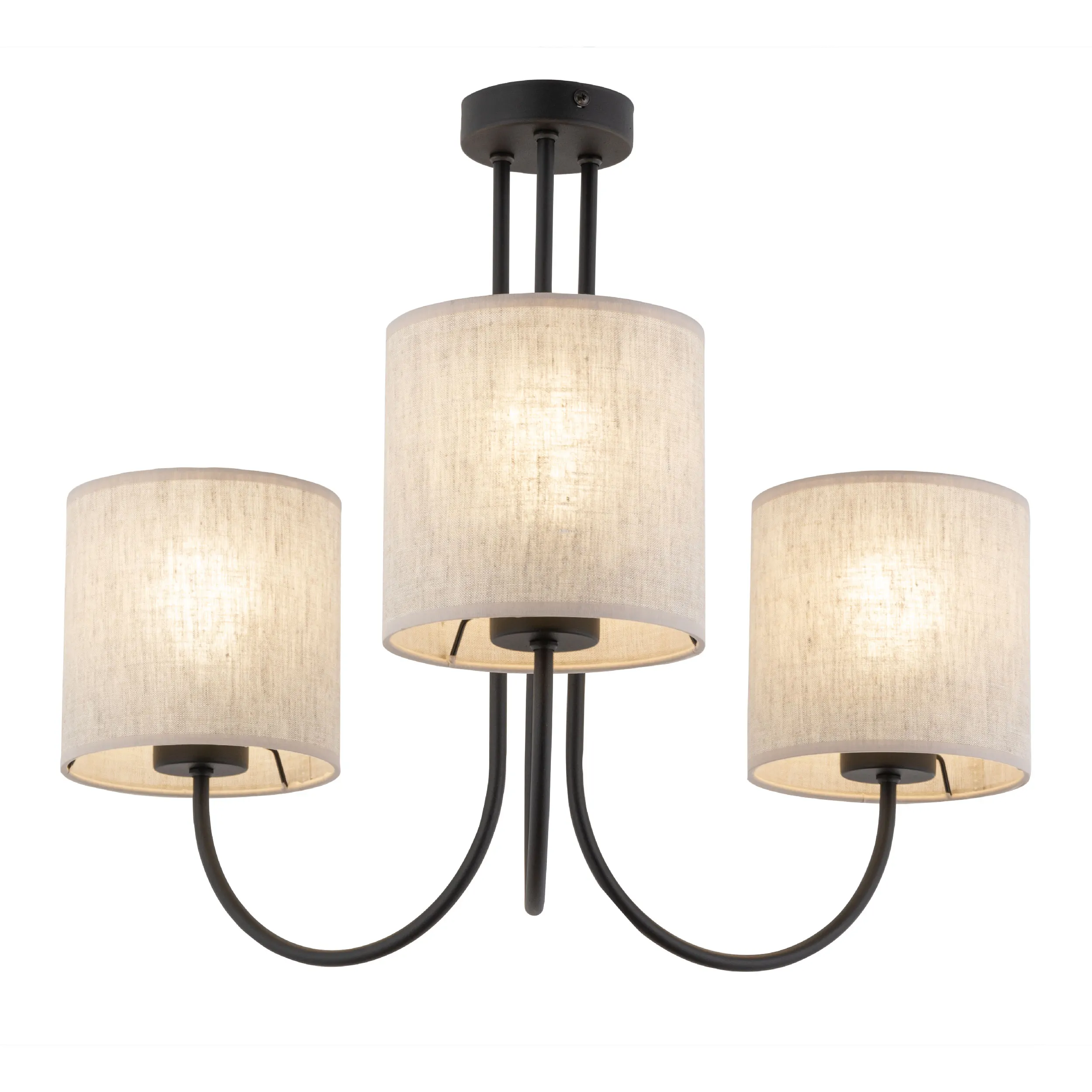 Lampa sufitowa TORENS czarna z brązowymi kloszami z tkaniny 57x49cm - TK_4631