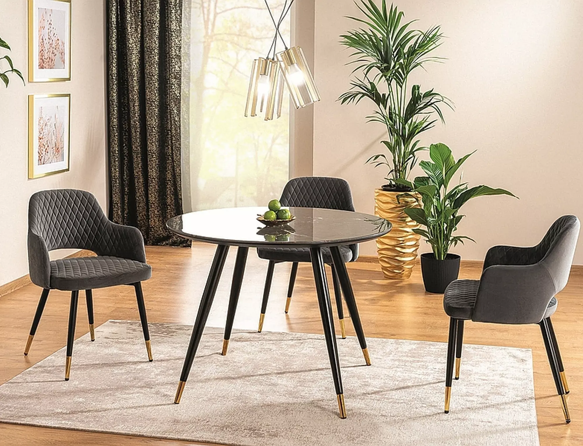 Stół okrągły CYRYL II 100cm czarny z efektem kamienia nowoczesny Signal - CYRYLCCFI100