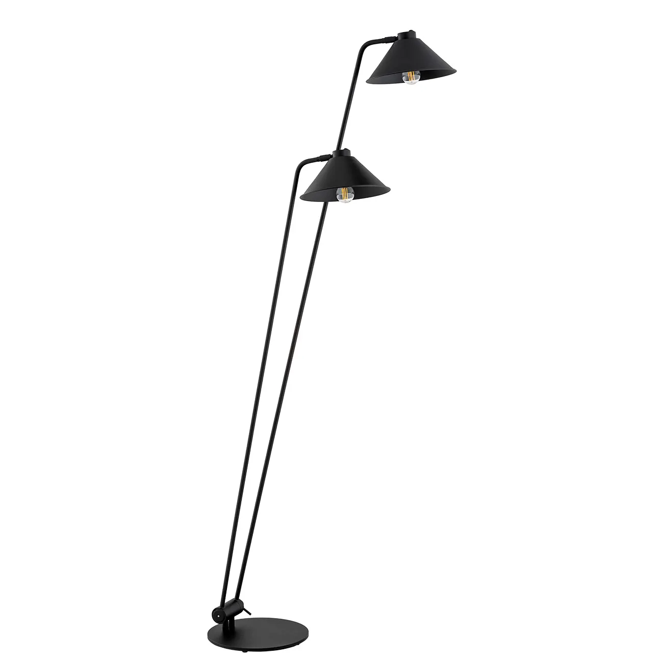Lampa podłogowa Gabian czarna z dwoma kloszami i regulacją 168cm - 7075