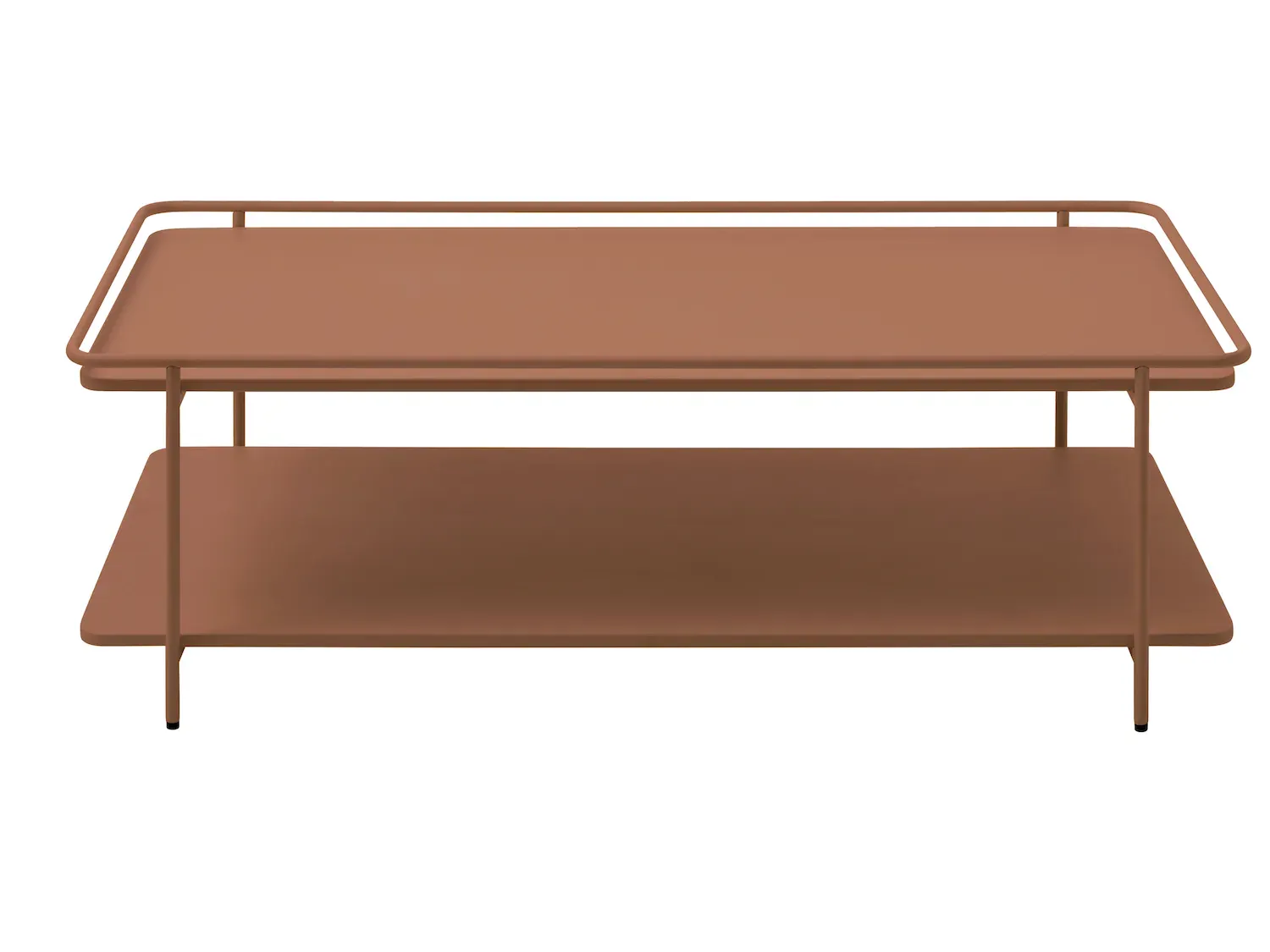 Stolik kawowy metalowy YUBA z półką 55x110 cm - ceglasty - UN_54870000