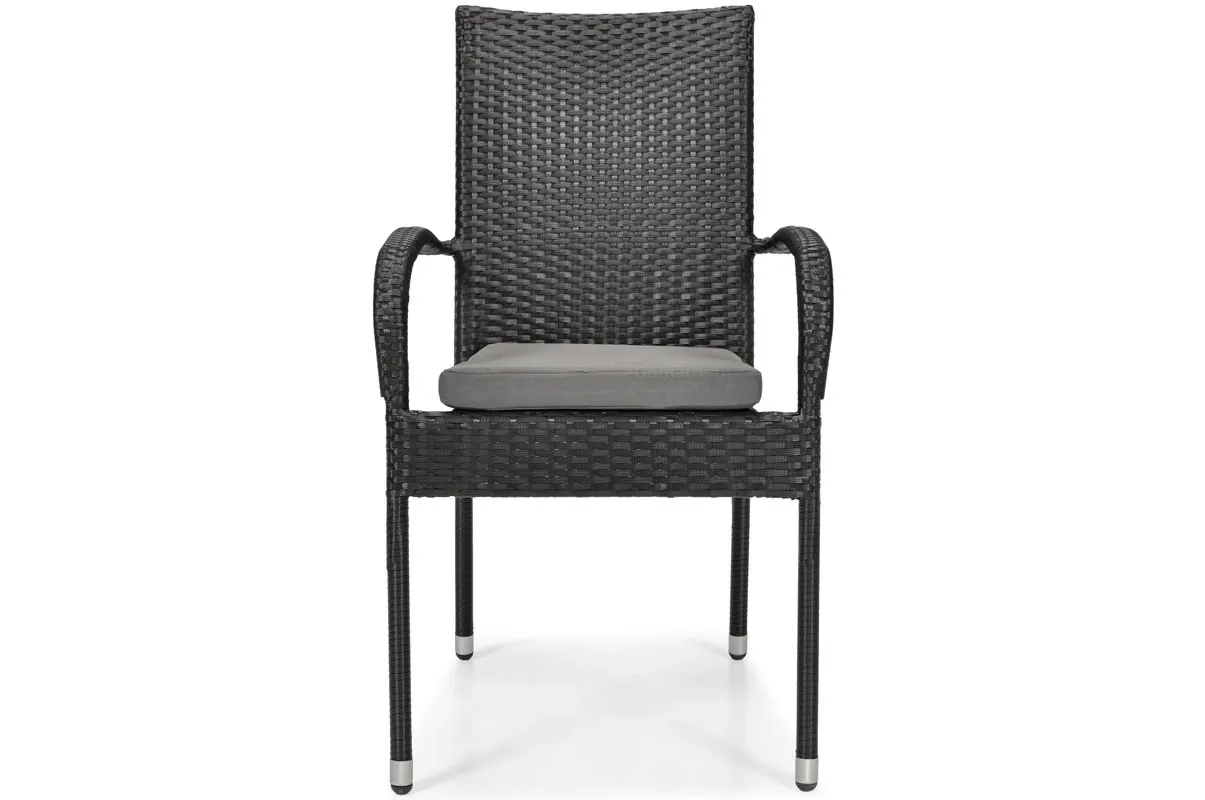 Krzesło ogrodowe z podłokietnikami MALAGA technorattan czarne - FE5906948124370