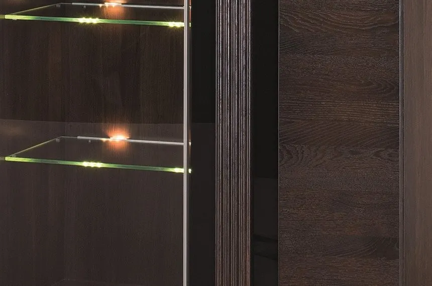 Witryna PORTI 15 2-drzwiowa drewniana dąb czekoladowy czarna 145x95x42cm - TH-100-0853